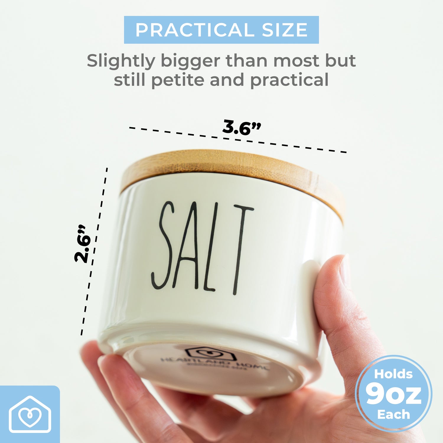 Ceramic Salt & Pepper Cellar Set with Bamboo Lids