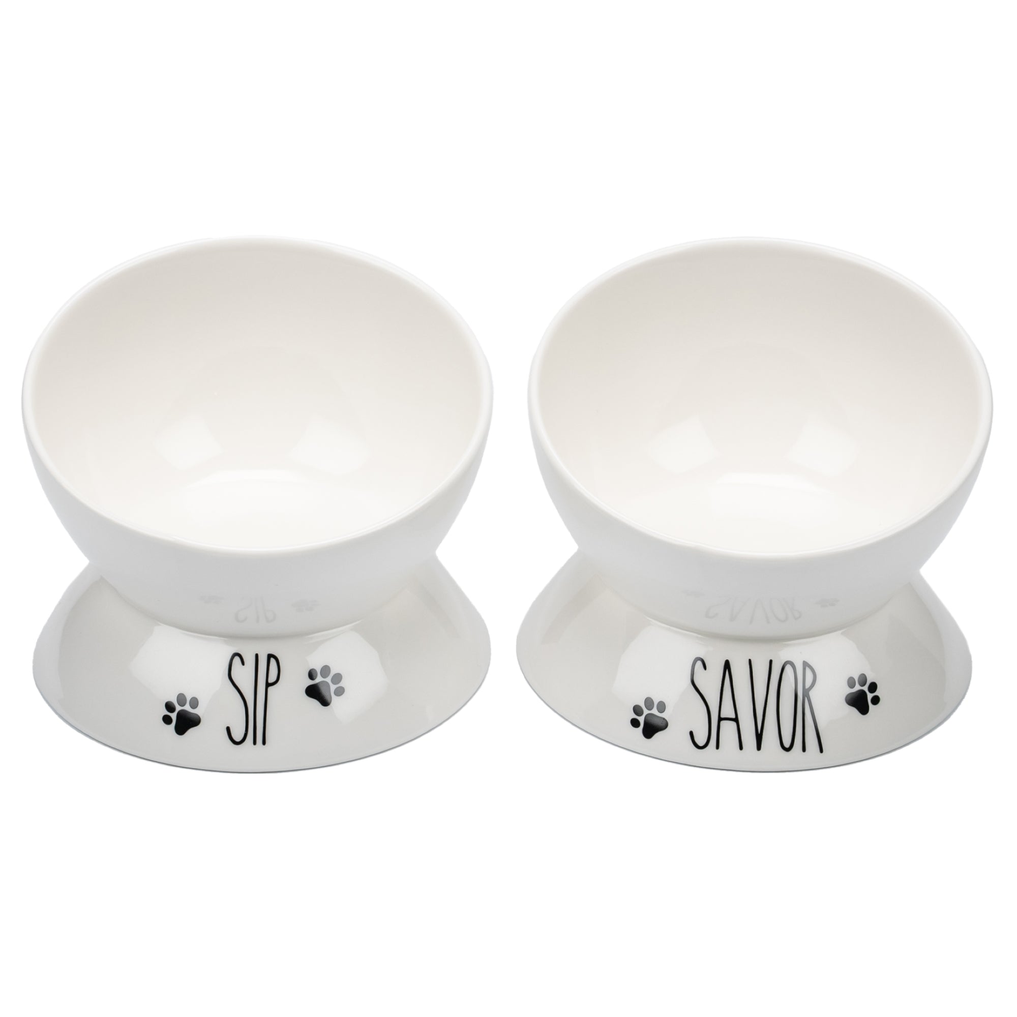 Porcelain Elevated Food and Water Bowl Set