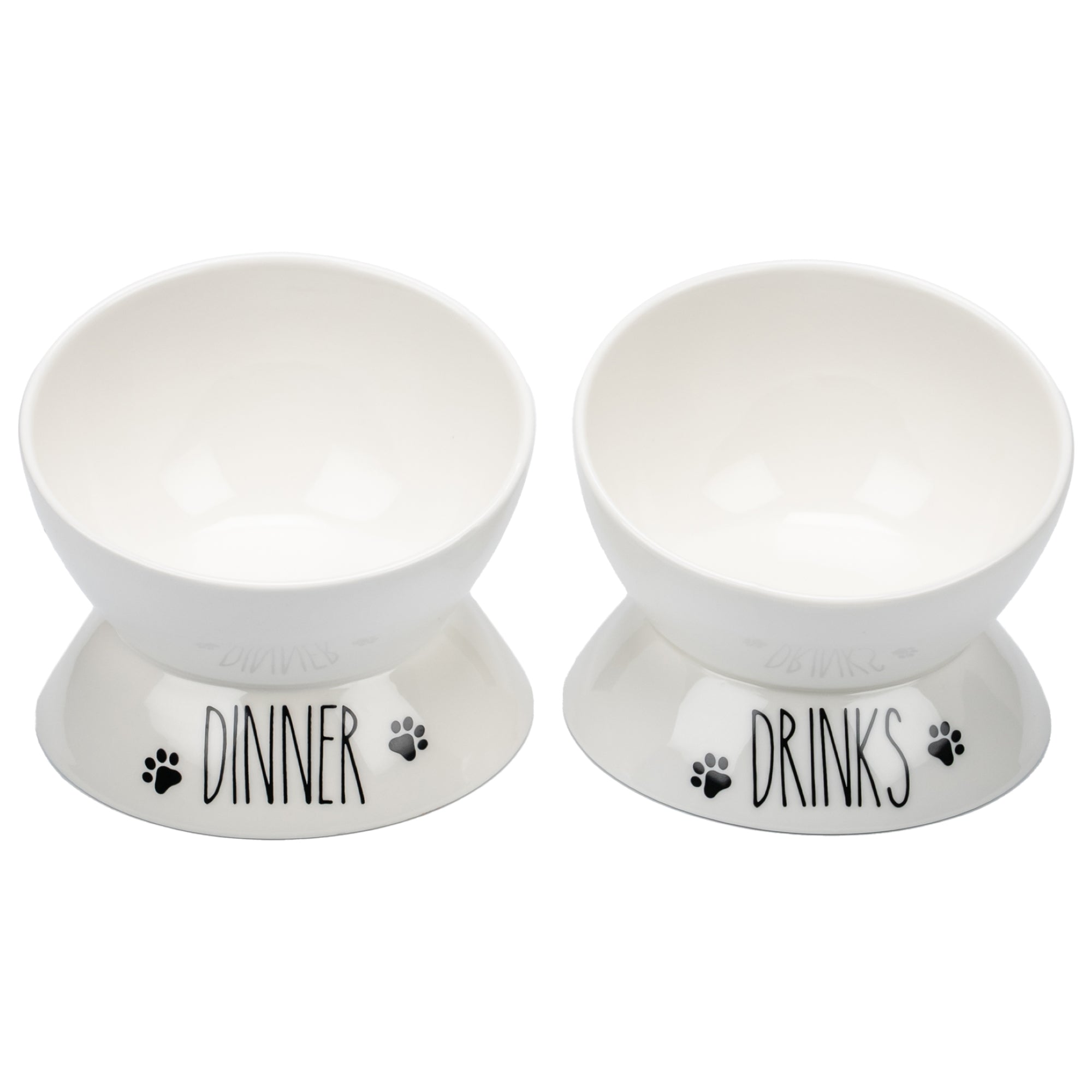 Porcelain Elevated Food and Water Bowl Set