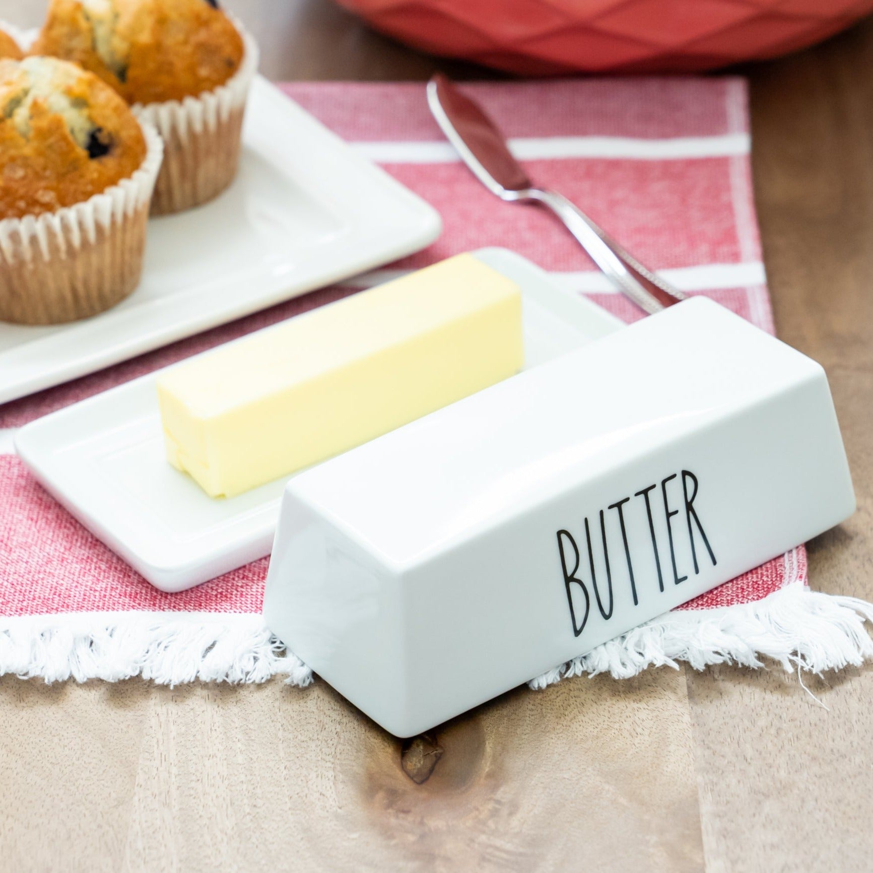 Porcelain Covered Butter Dish without Handle