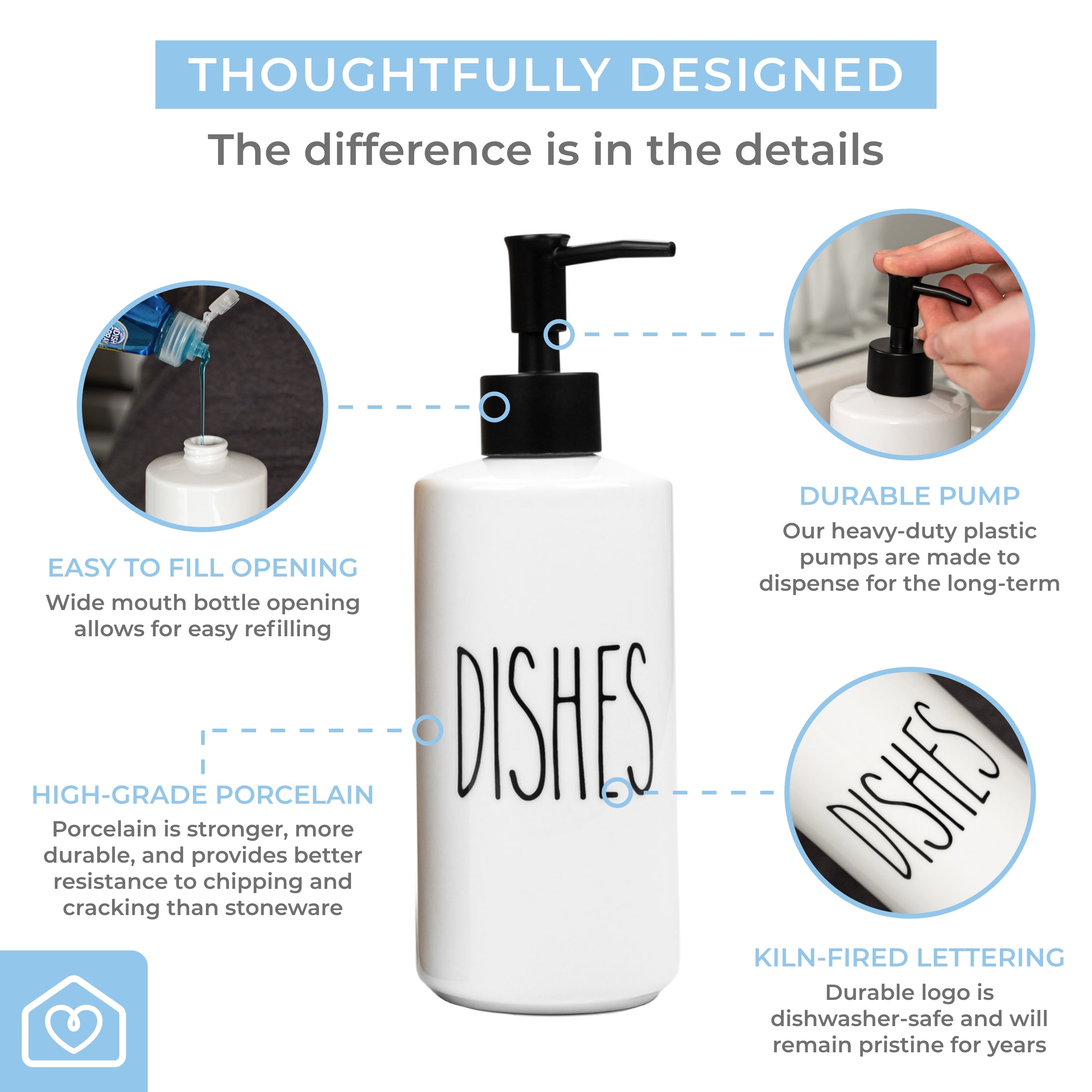 Porcelain 16oz Mix & Match Dispenser Bottles