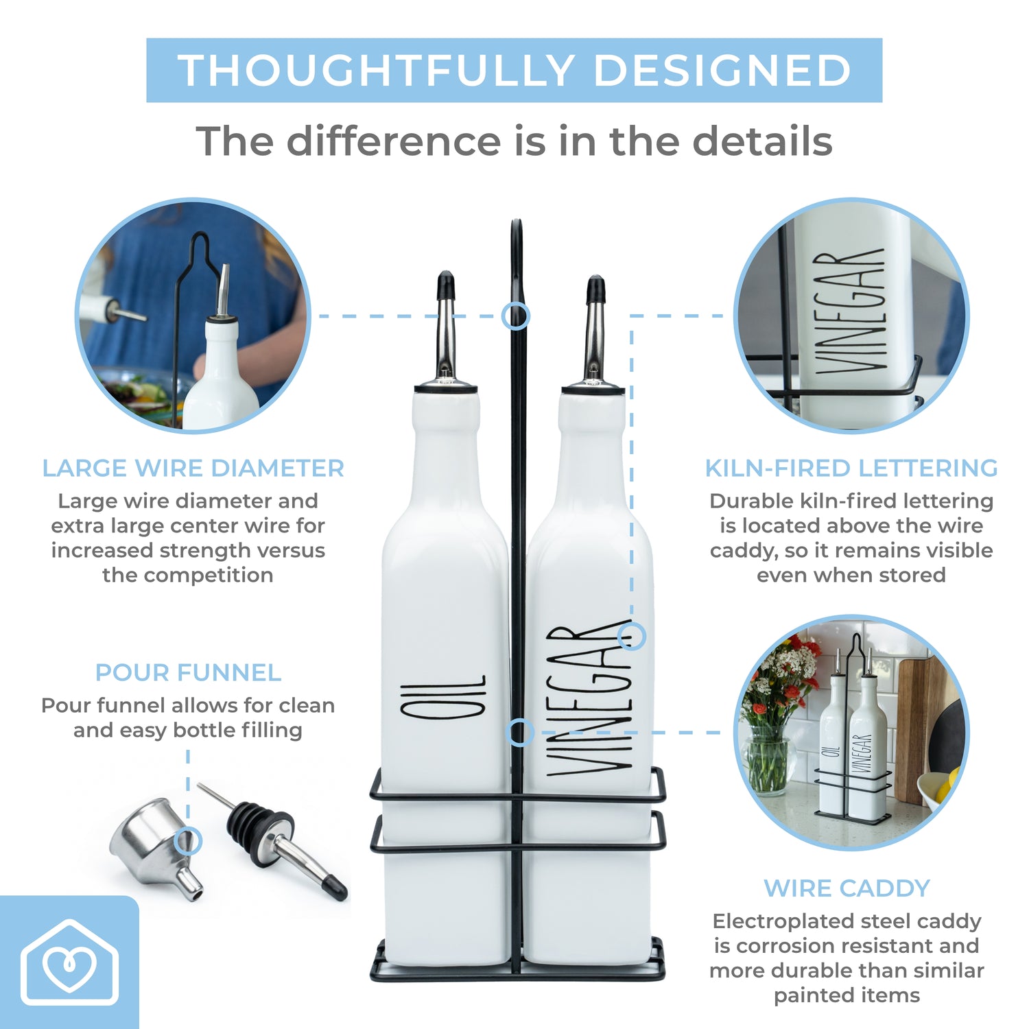 White Ceramic Olive Oil & Vinegar Dispenser