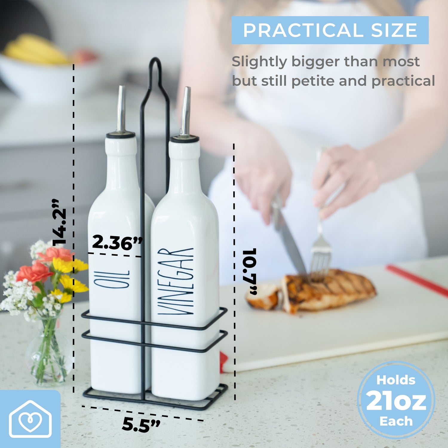 White Ceramic Olive Oil & Vinegar Dispenser