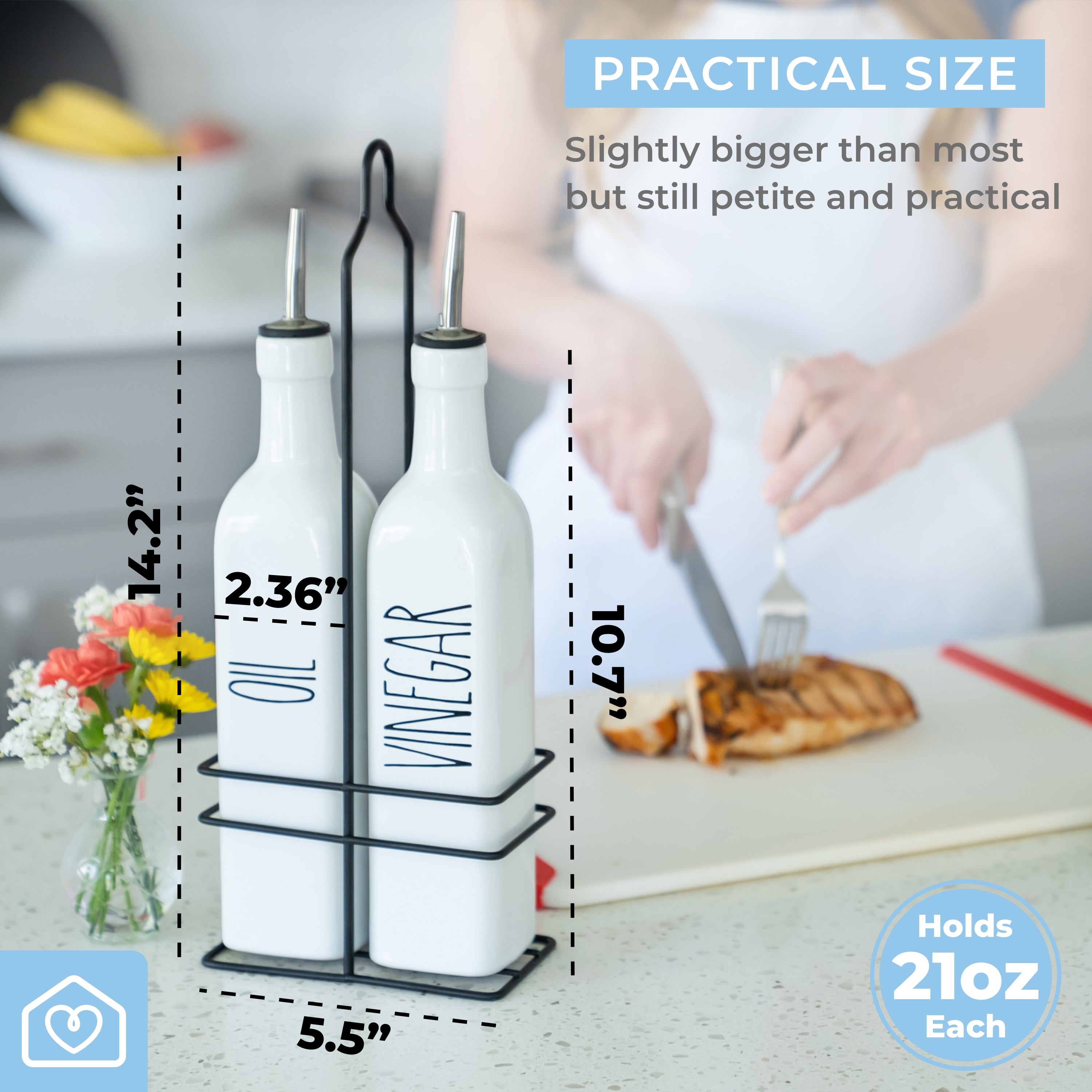 White Ceramic Olive Oil & Vinegar Dispenser