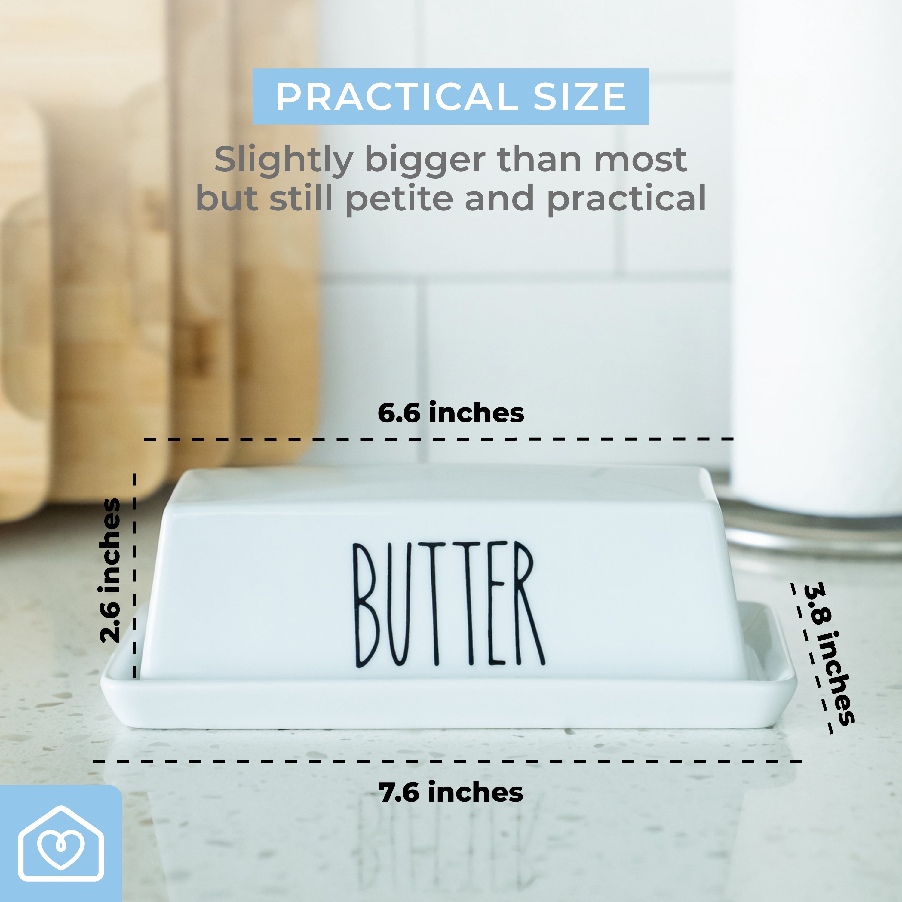 Porcelain Covered Butter Dish without Handle