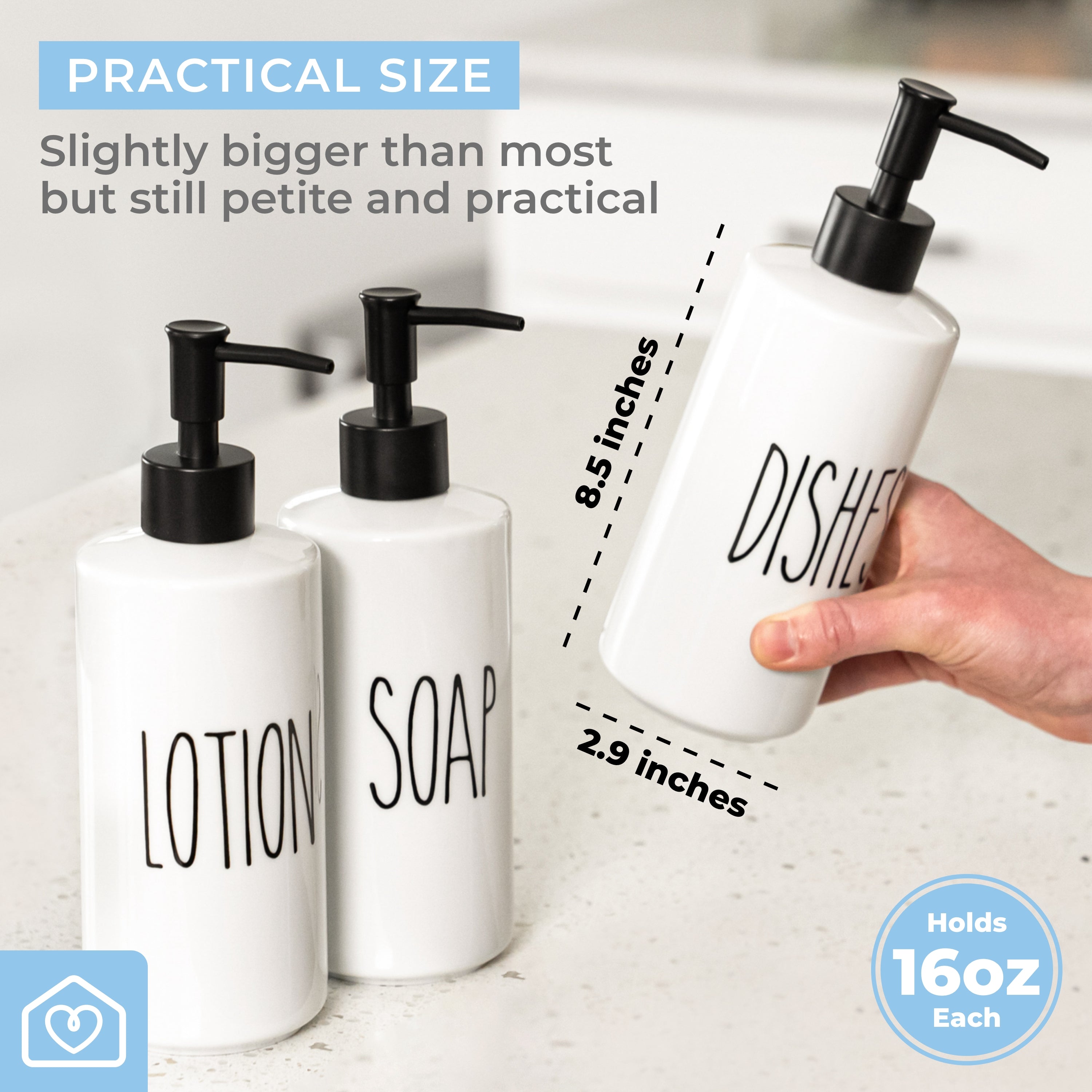 Porcelain 16oz Mix & Match Dispenser Bottles