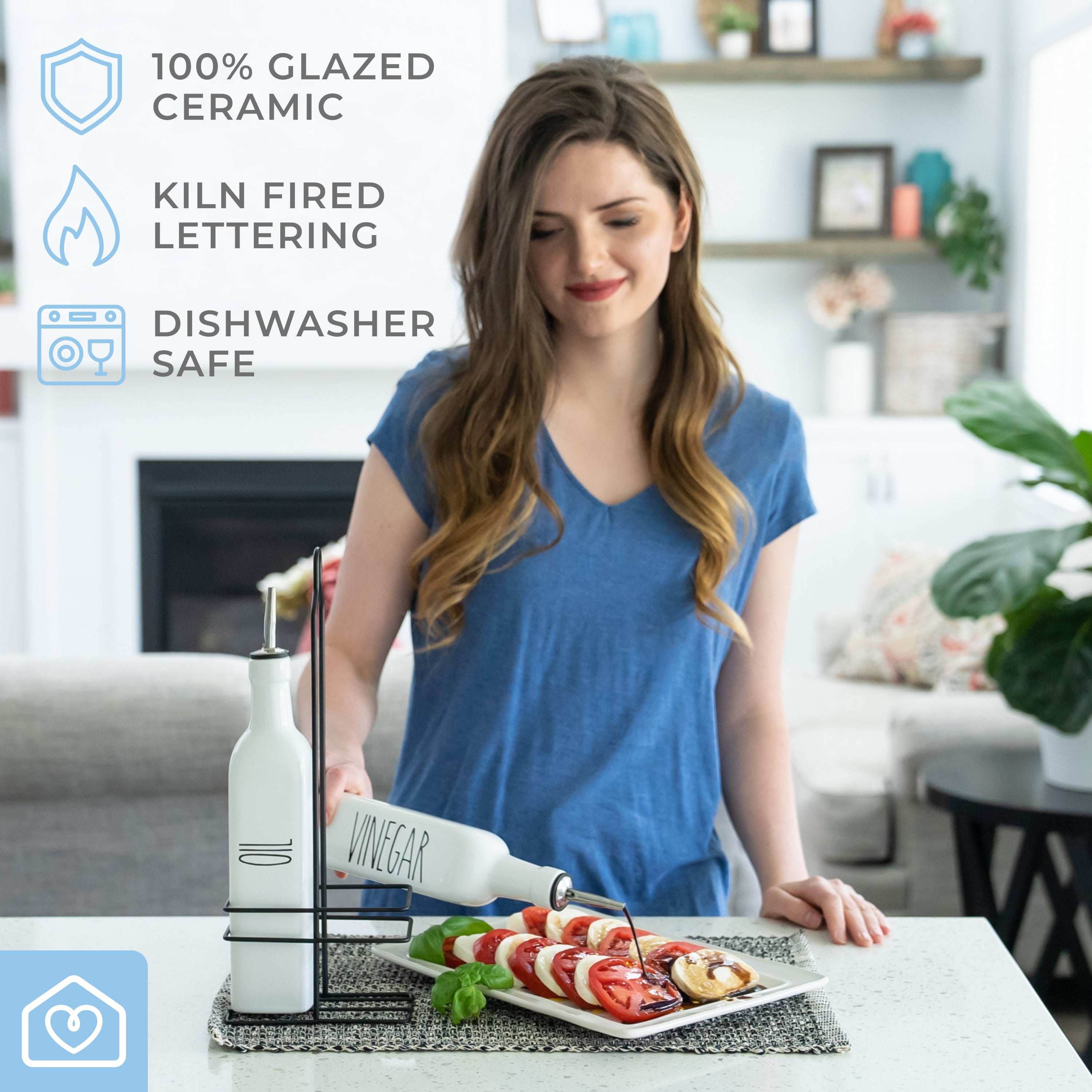 White Ceramic Olive Oil & Vinegar Dispenser