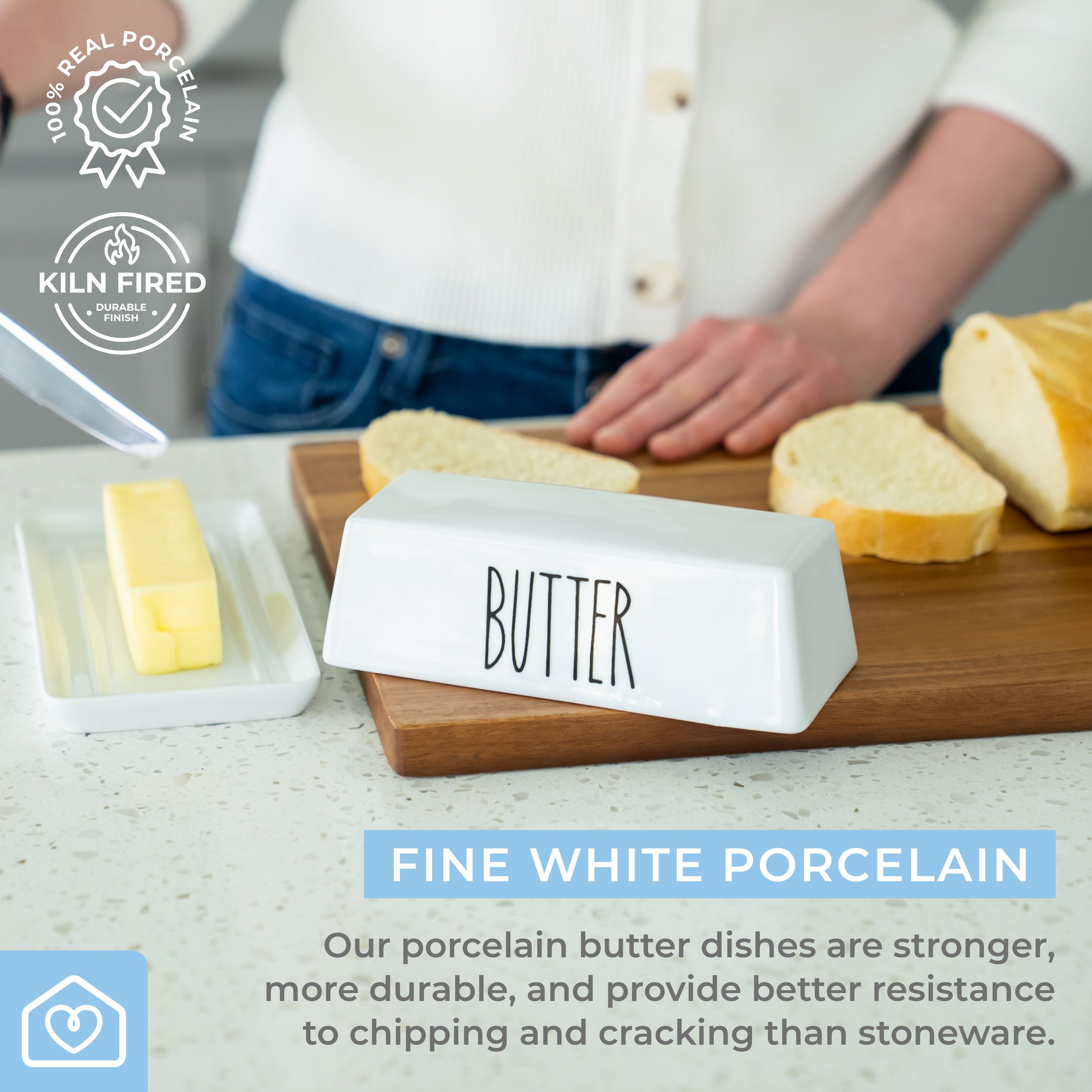 Porcelain Covered Butter Dish without Handle