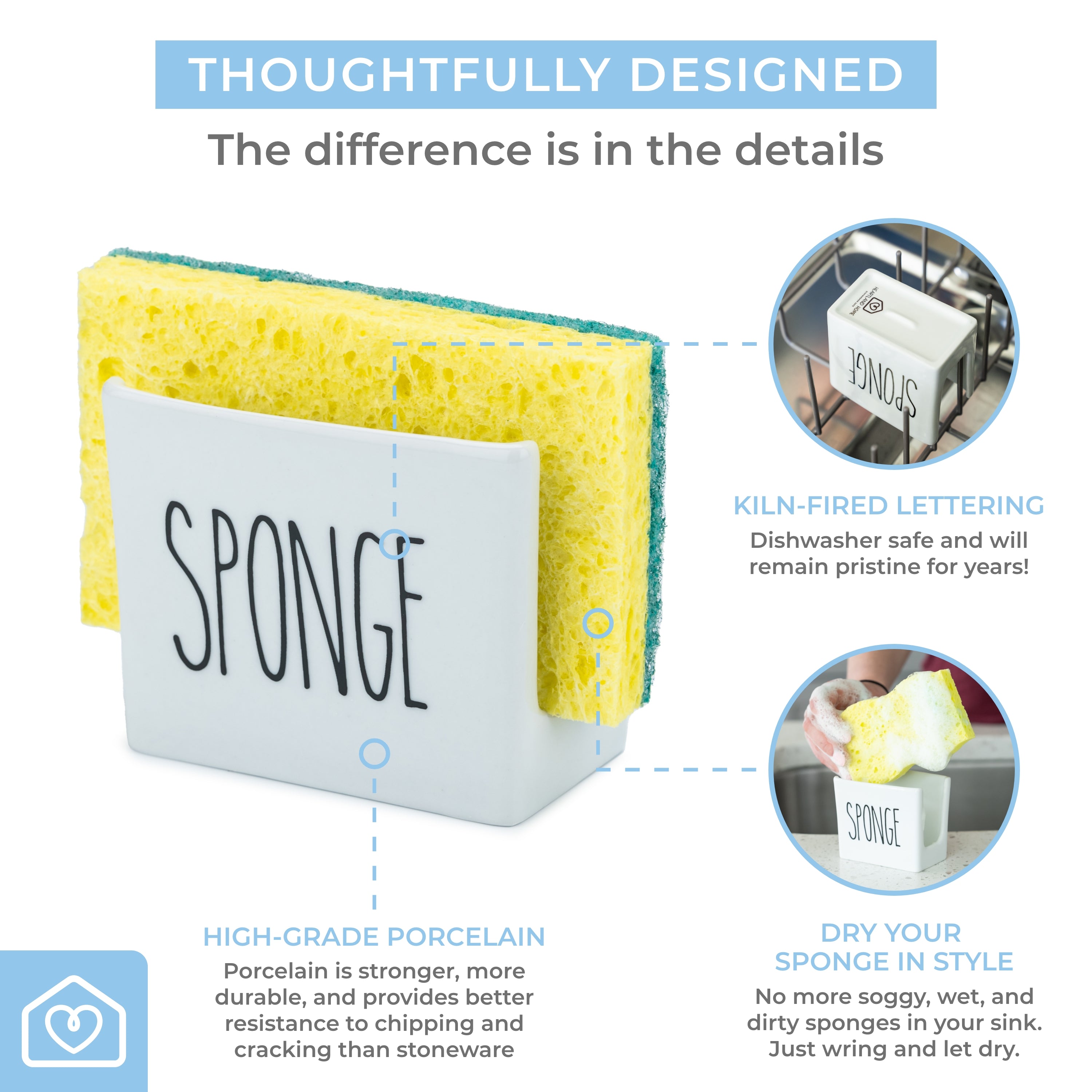 Porcelain Sponge Holder for Kitchen Sink