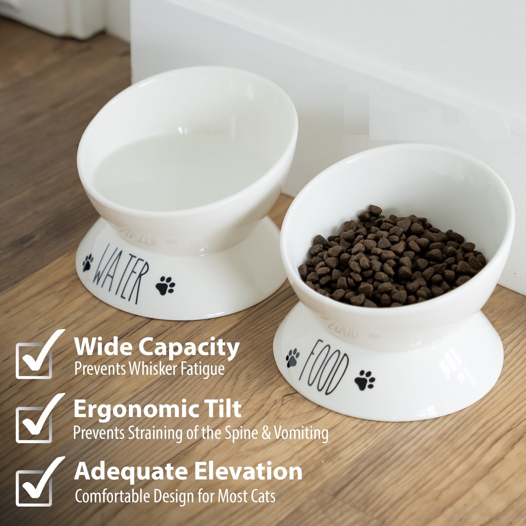 Porcelain Elevated Food and Water Bowl Set