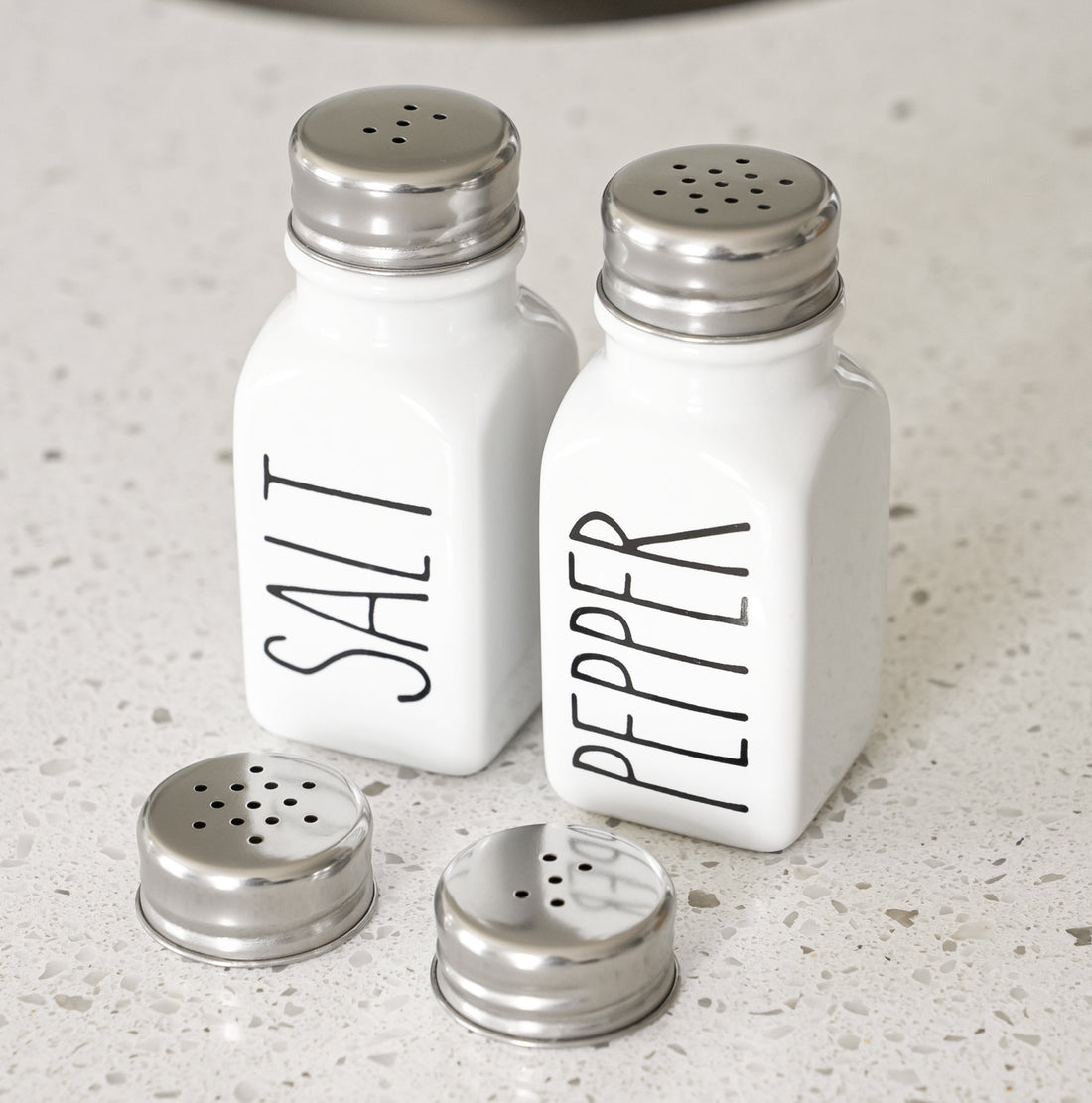 Farmhouse Ceramic Salt and Pepper Shakers Set