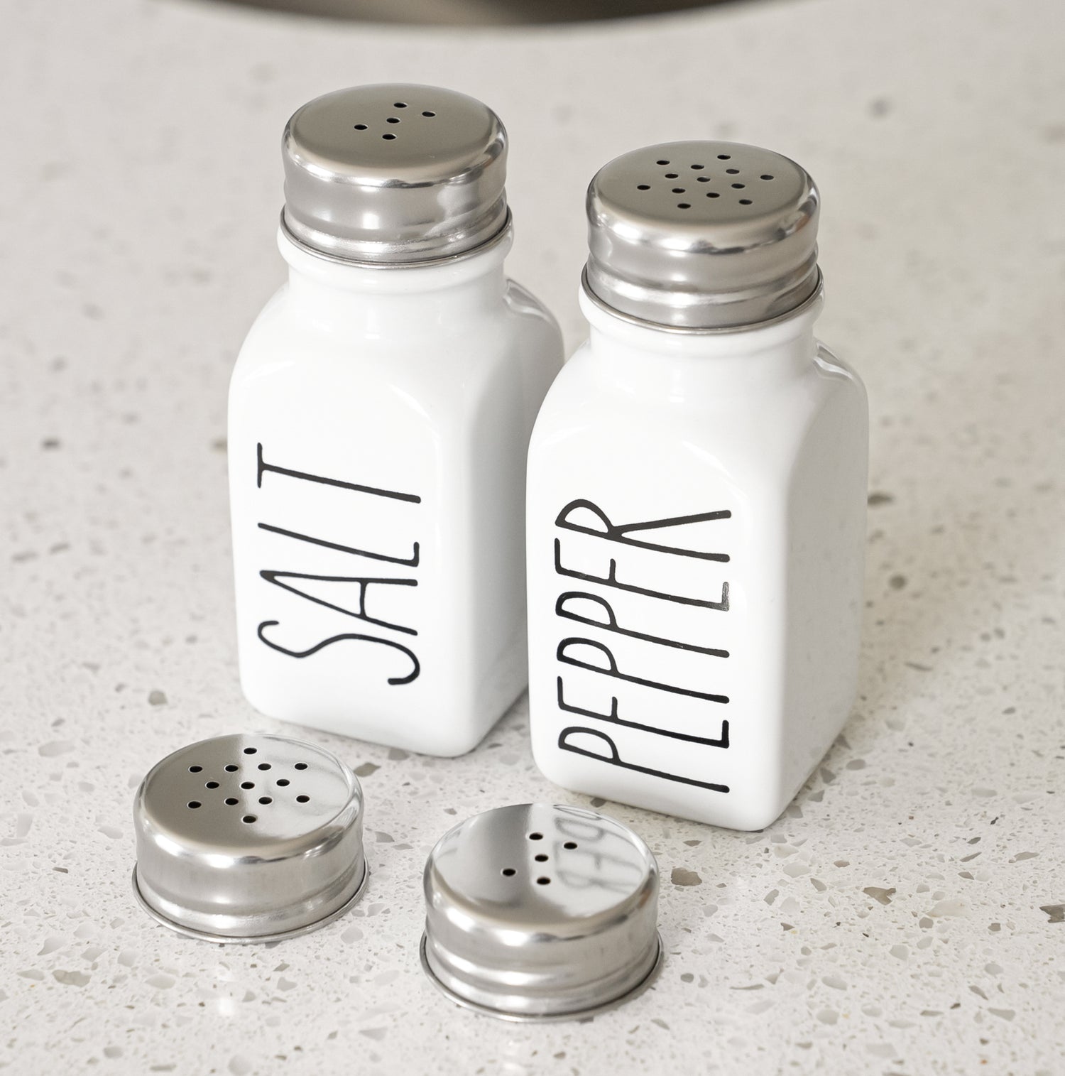 Farmhouse Ceramic Salt and Pepper Shakers Set