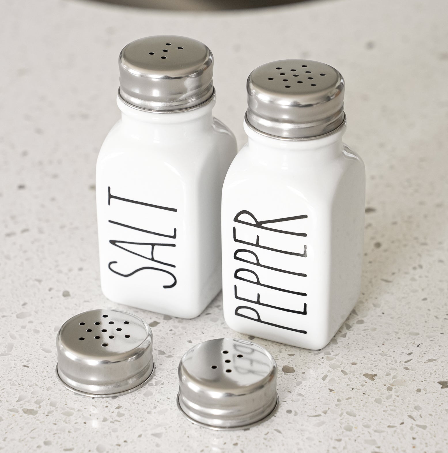 Farmhouse Ceramic Salt and Pepper Shakers Set