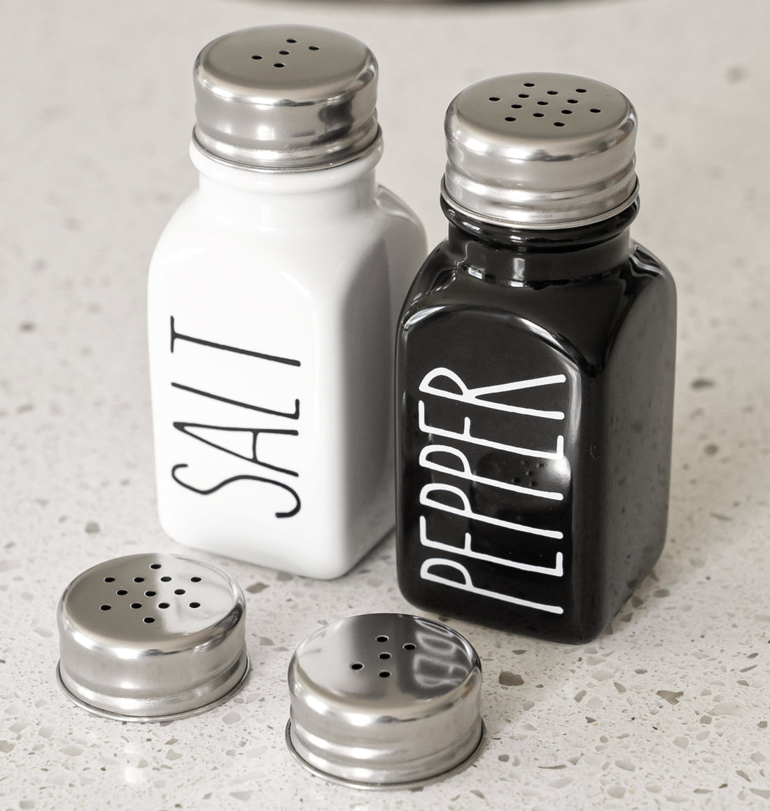 White Farmhouse Ceramic Salt and Pepper Shakers Set