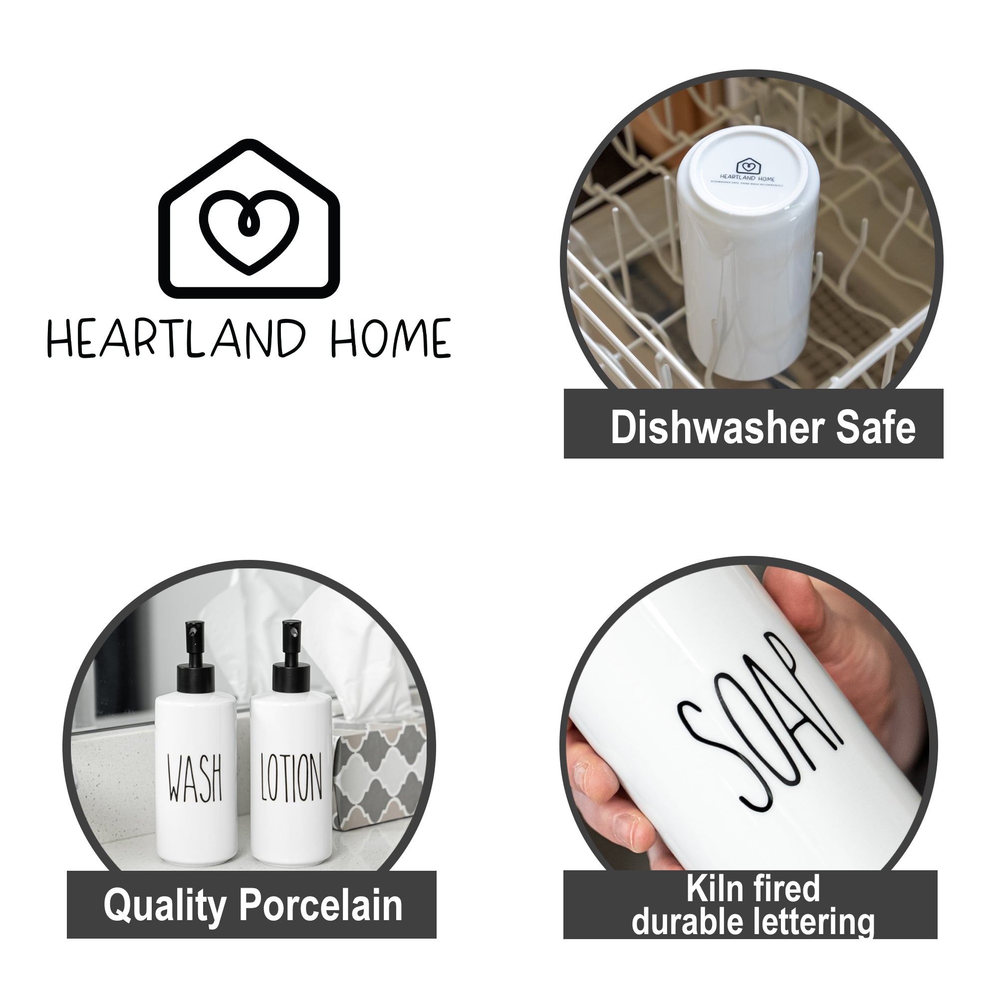 Porcelain 16oz Mix &amp; Match Dispenser Bottles