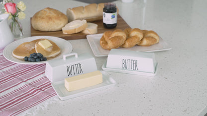 Porcelain Covered Butter Dish with Handle