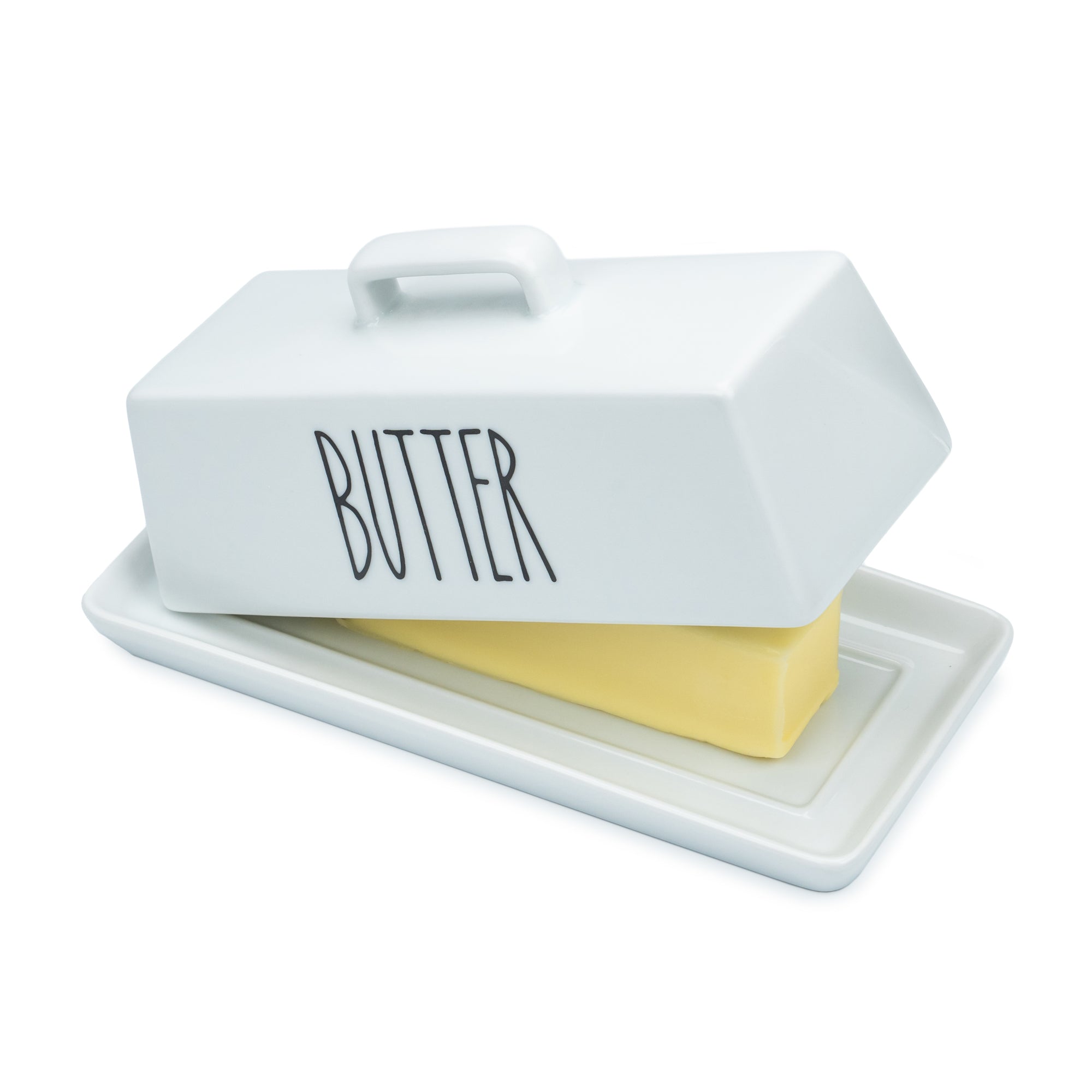 Porcelain Covered Butter Dish with Handle