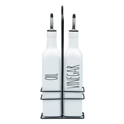 White Ceramic Olive Oil &amp; Vinegar Dispenser