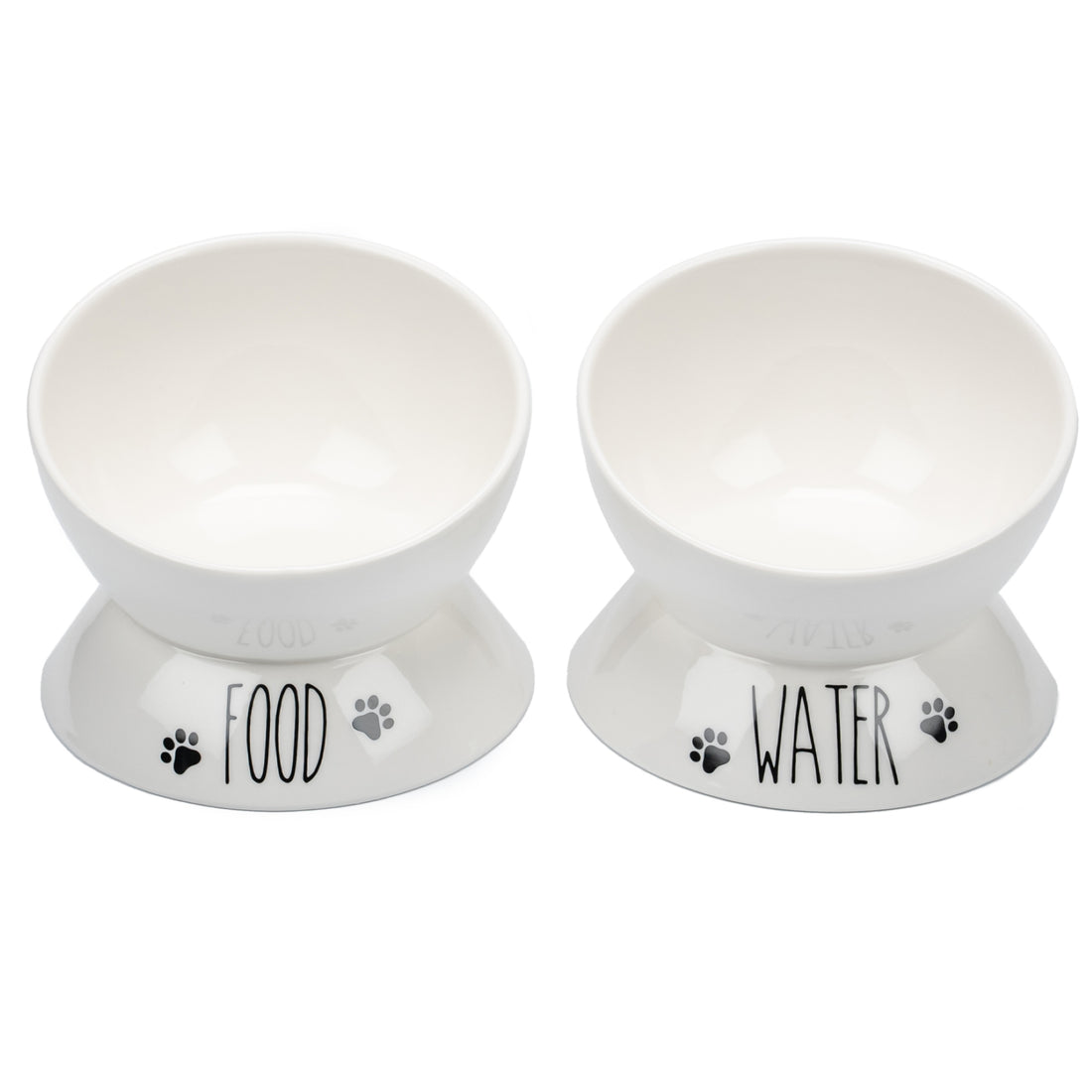 Porcelain Elevated Food and Water Bowl Set