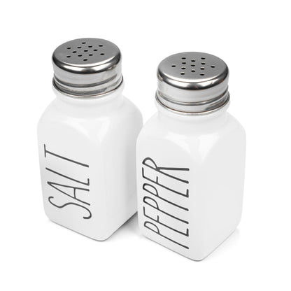 White Farmhouse Ceramic Salt and Pepper Shakers Set